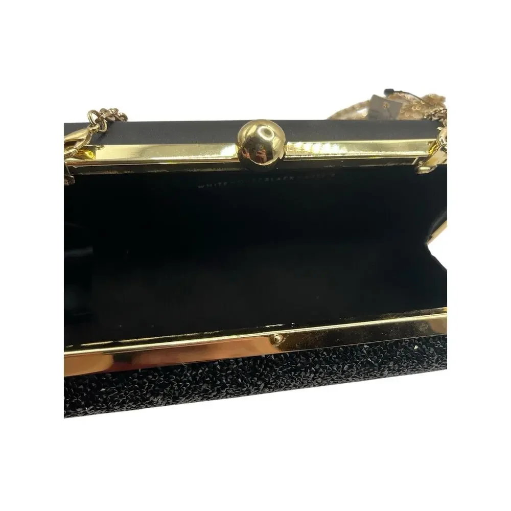 White House Black Market Black Crystal Box Clutch - Picture 3 of 5